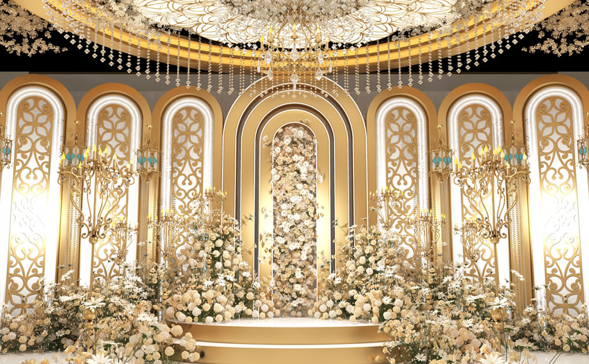章丘香槟色调婚礼堂效果展示